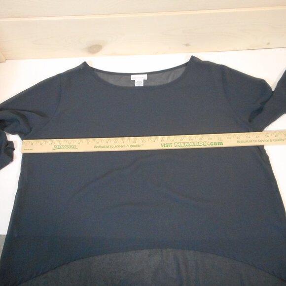 Soft Surroundings Womens L Sheer Blouse Minimalist Dark Blue-Gray 3/4 Sleeve - Picture 4 of 10